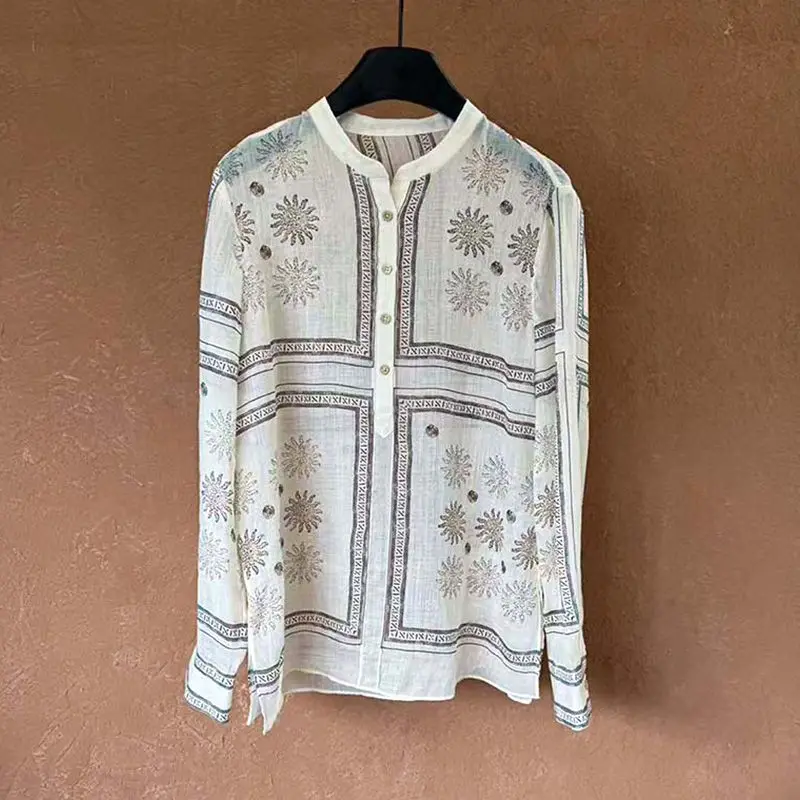 Women New Design Loose Tempera - Resort Shirt Floral ulasan dan harga