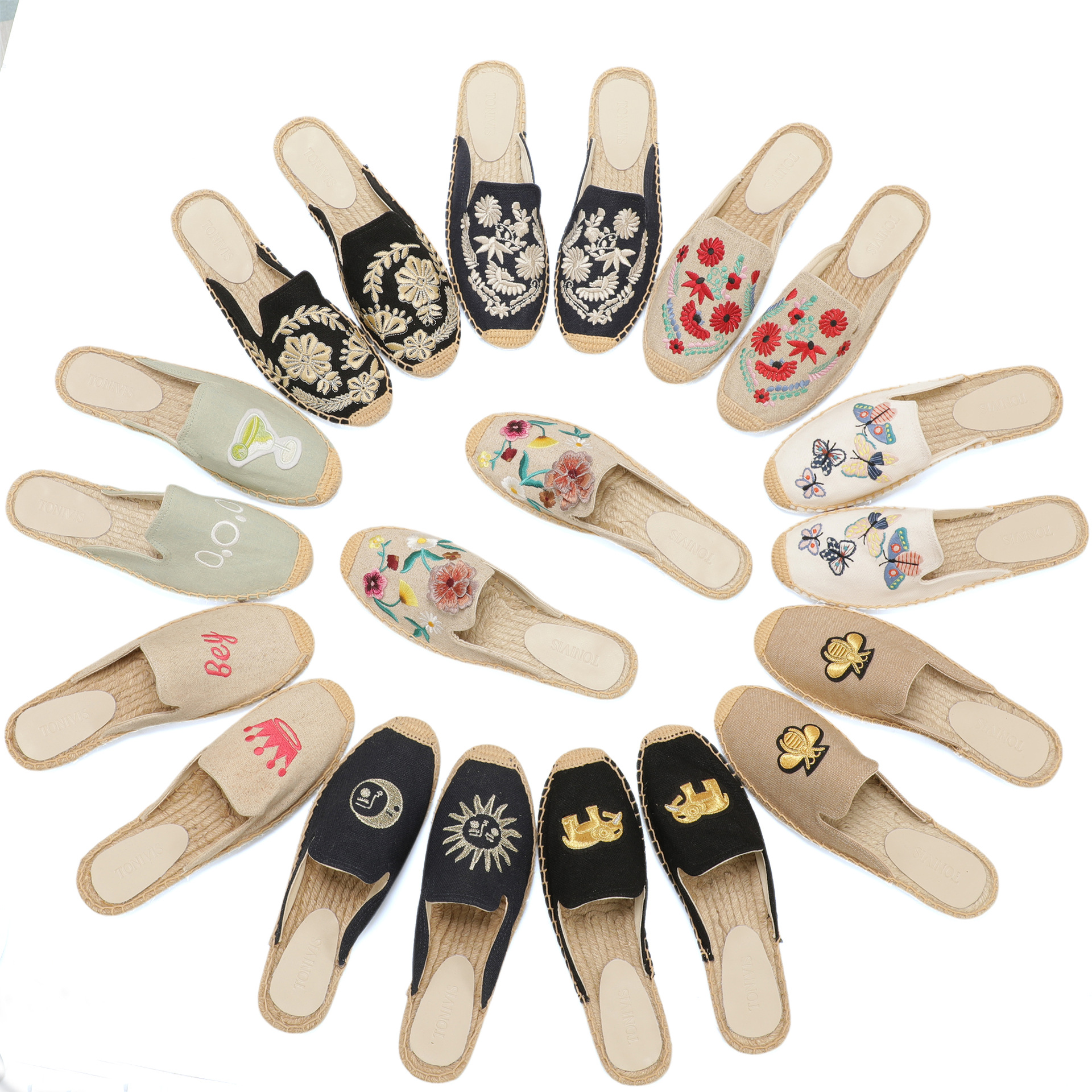 Women Floral Embroidered Espad - Espadrille Slip On ulasan dan harga