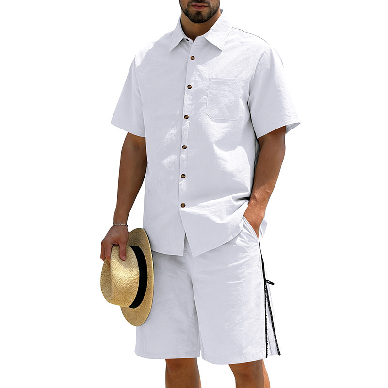 Men's Casual Cotton Linen 2 Pi - Short Linen Drawstring ulasan dan harga