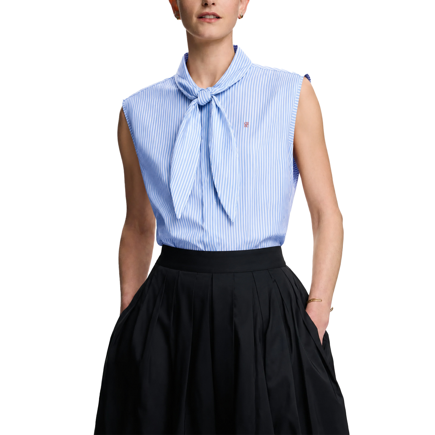 CH Embroidered Sleeveless Shir - Shirt Camp Collar ulasan dan harga