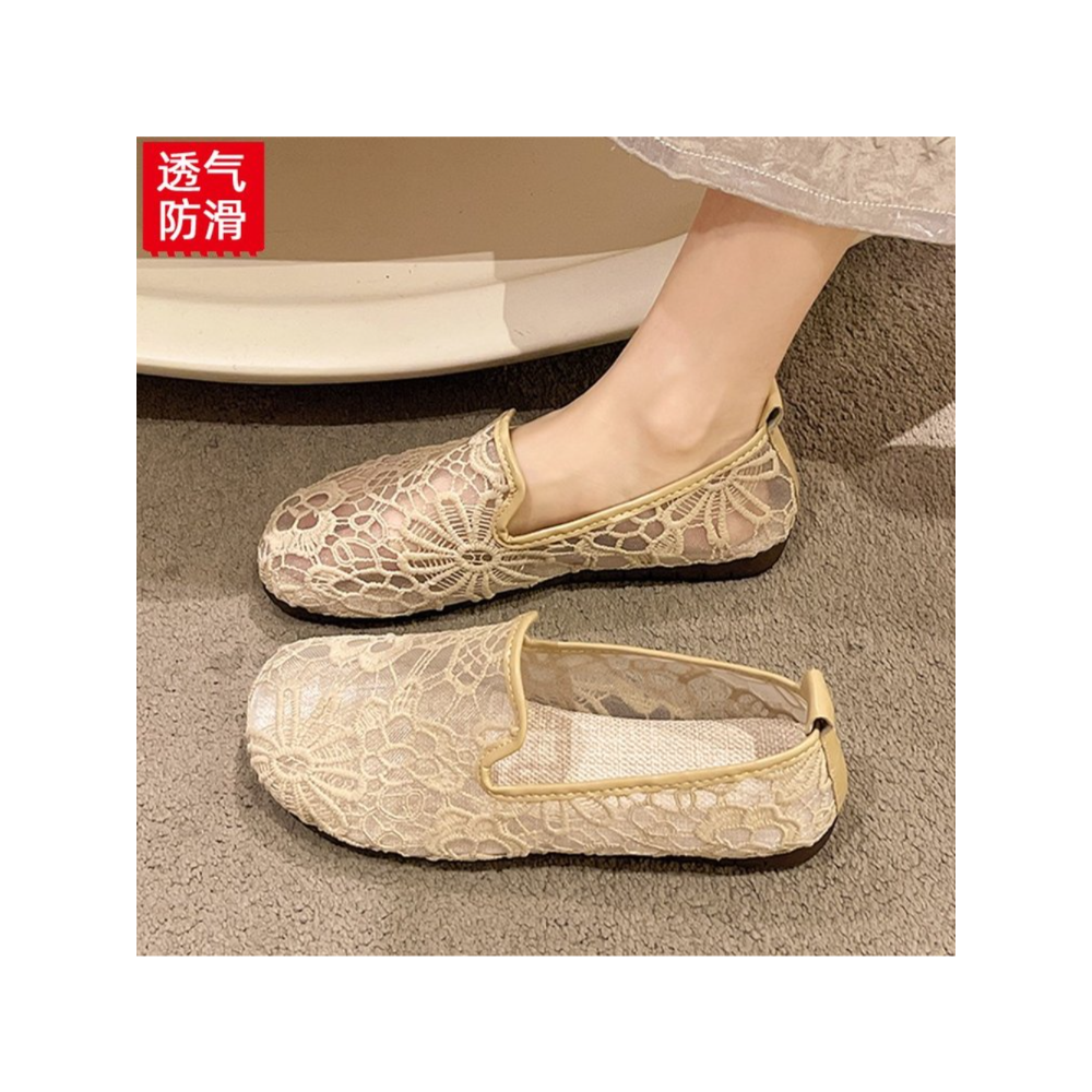 Chic Lace Mesh Hollow Out Espa - Espadrille Slip On ulasan dan harga