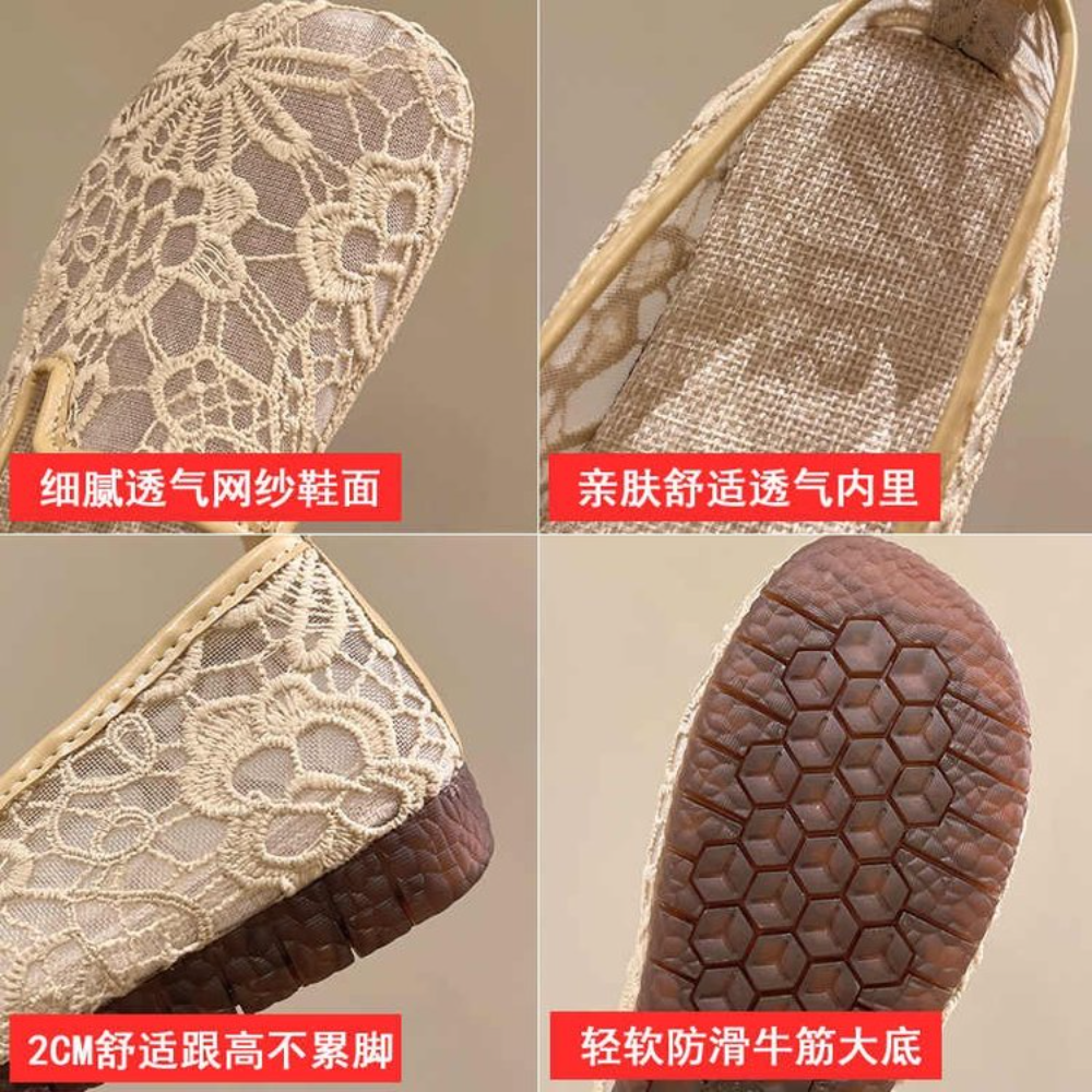Chic Lace Mesh Hollow Out Espa - Espadrille Slip On ulasan dan harga