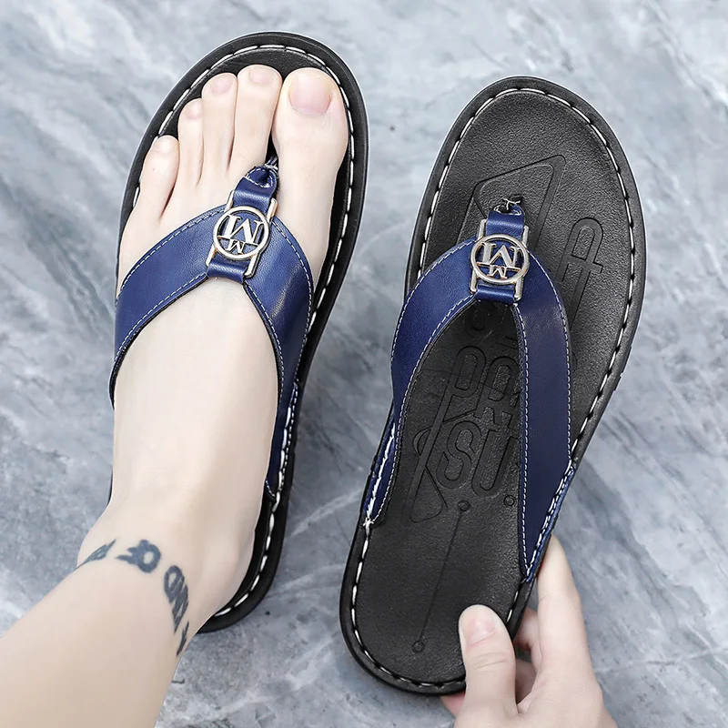 Men's Flip-flops Solid Color w - Flip Flop Leather Men ulasan dan harga