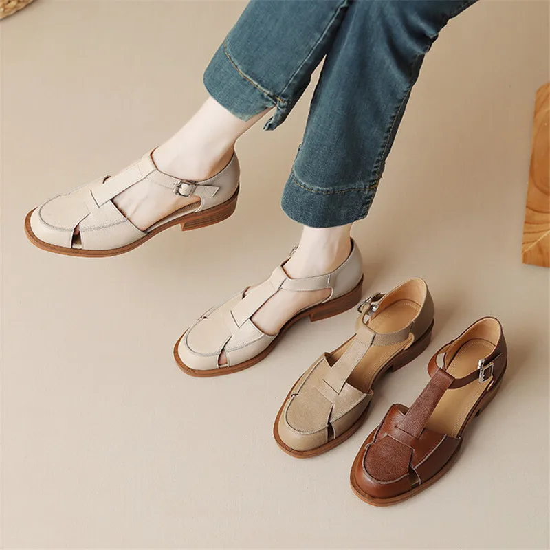 2023 Summer Sandals Cowhide Ro - Casual Sandal Leather ulasan dan harga