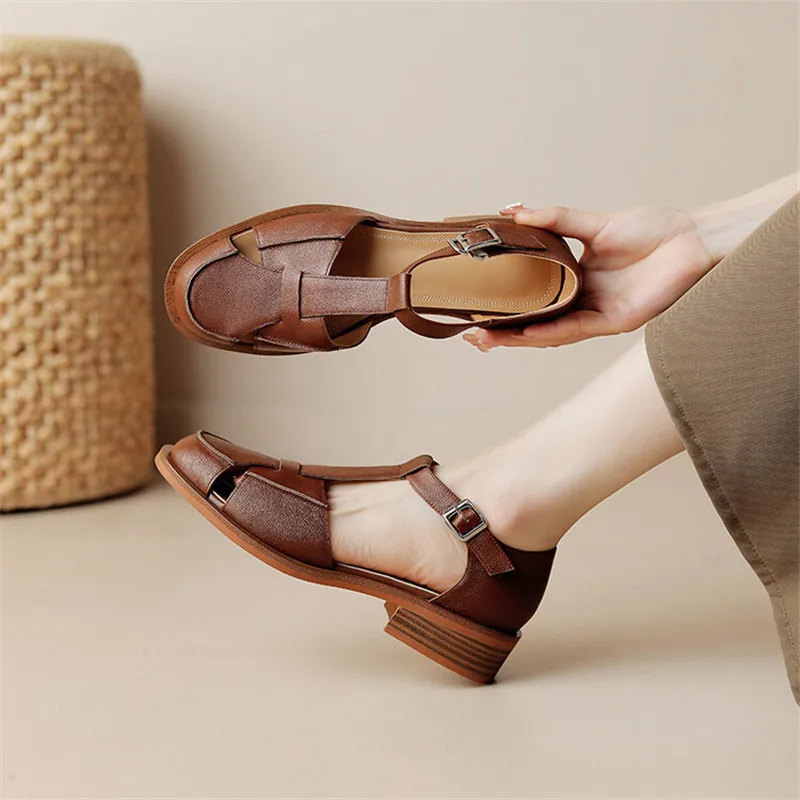 2023 Summer Sandals Cowhide Ro - Casual Sandal Leather ulasan dan harga