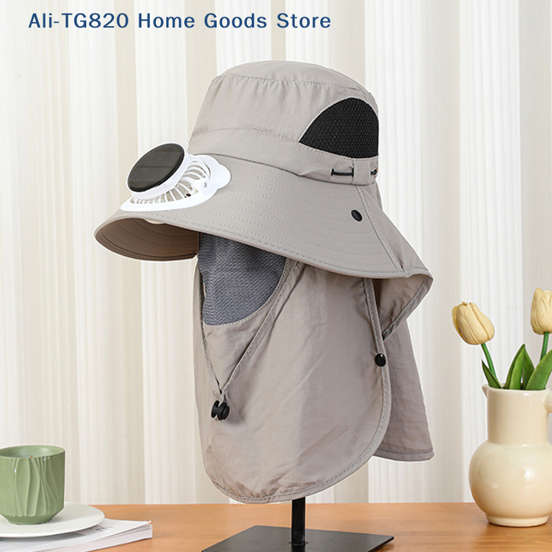[TG820]Men Fan Hat With Solar  - Bucket Hat Straw ulasan dan harga