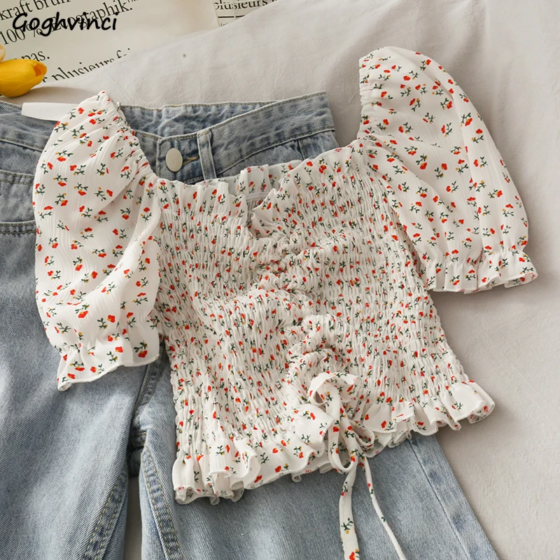 Blouses Shirts Women Floral Dr - Short Linen Drawstring ulasan dan harga