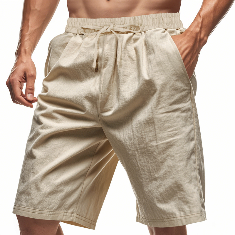 2026 New Men Cotton Linen Beac - Short Linen Drawstring ulasan dan harga
