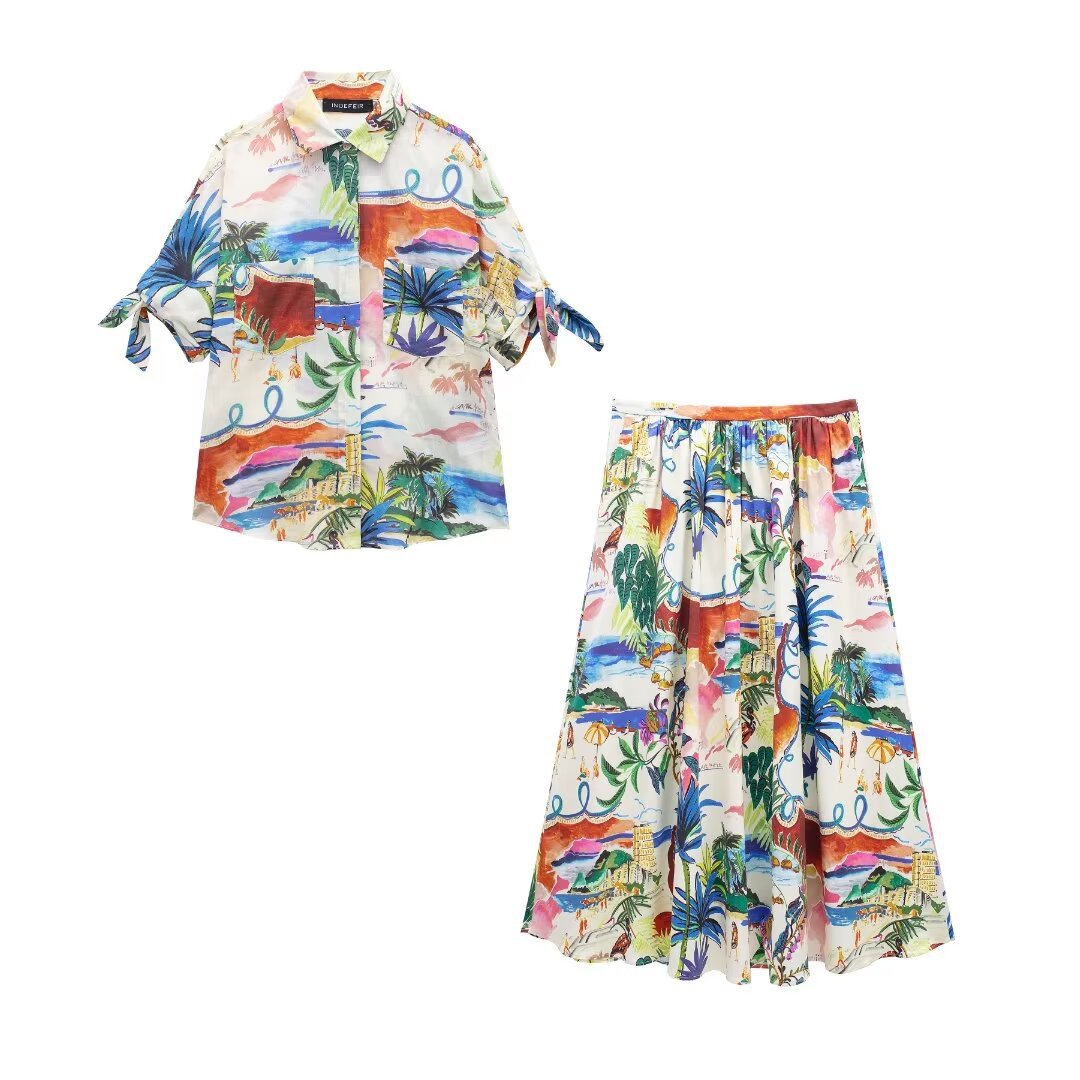 Chic Printed Lapel Single Brea - Resort Shirt Floral ulasan dan harga