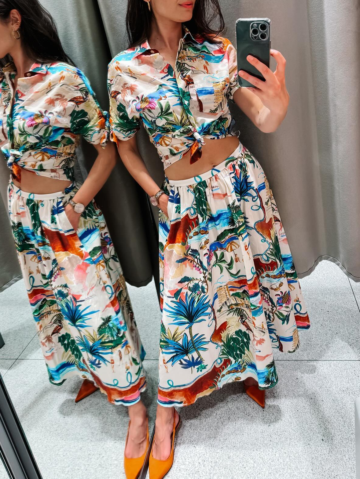 Chic Printed Lapel Single Brea - Resort Shirt Floral ulasan dan harga
