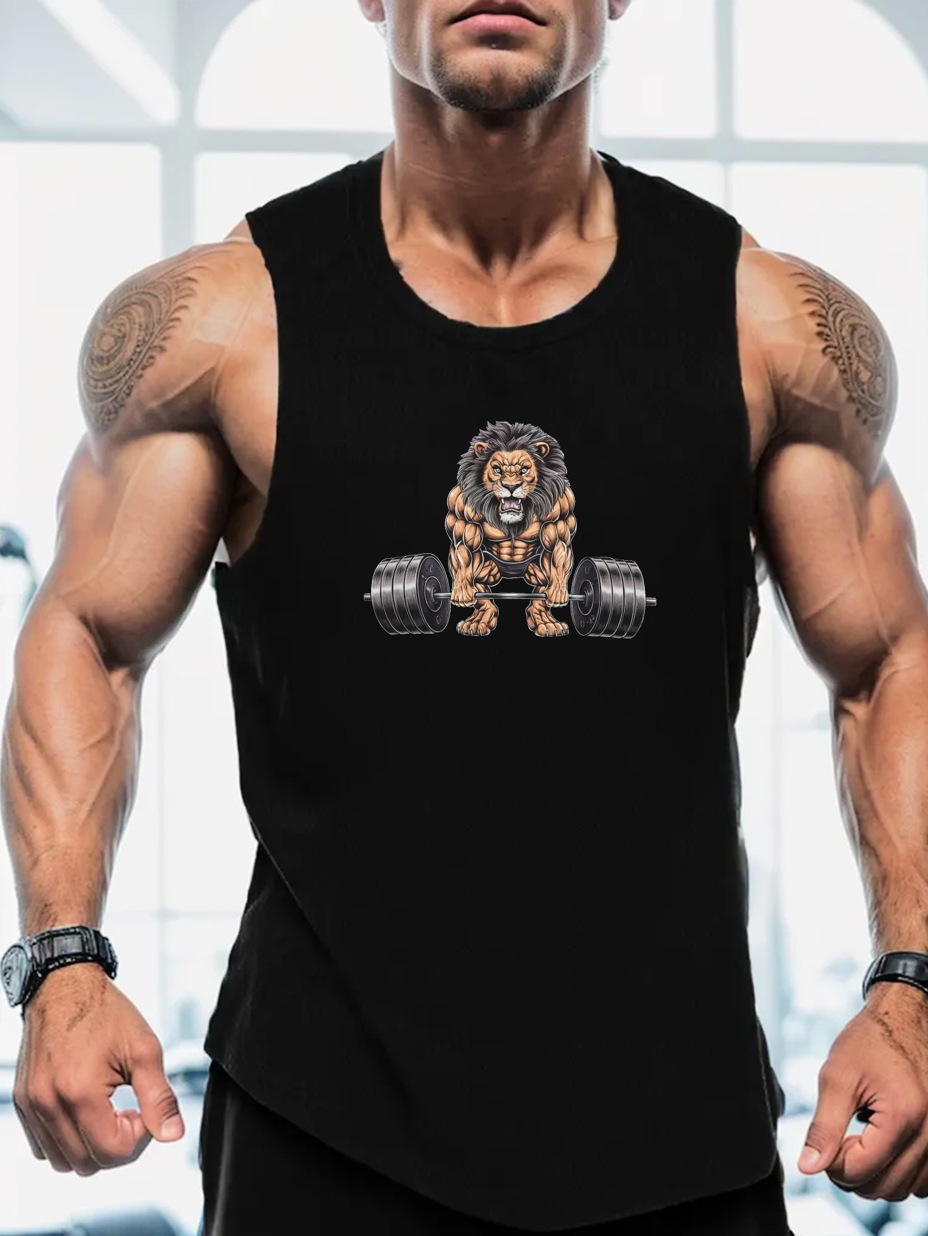 Muscle Lion Barbell Print Men' - Tank Top Muscle ulasan dan harga