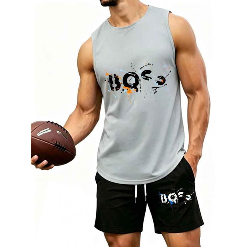 Men's  Graffiti Letter Print 2 - Tank Top Muscle ulasan dan harga