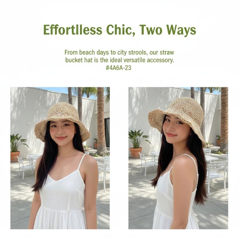 Handwoven Rainbow Straw Hats W - Bucket Hat Straw ulasan dan harga
