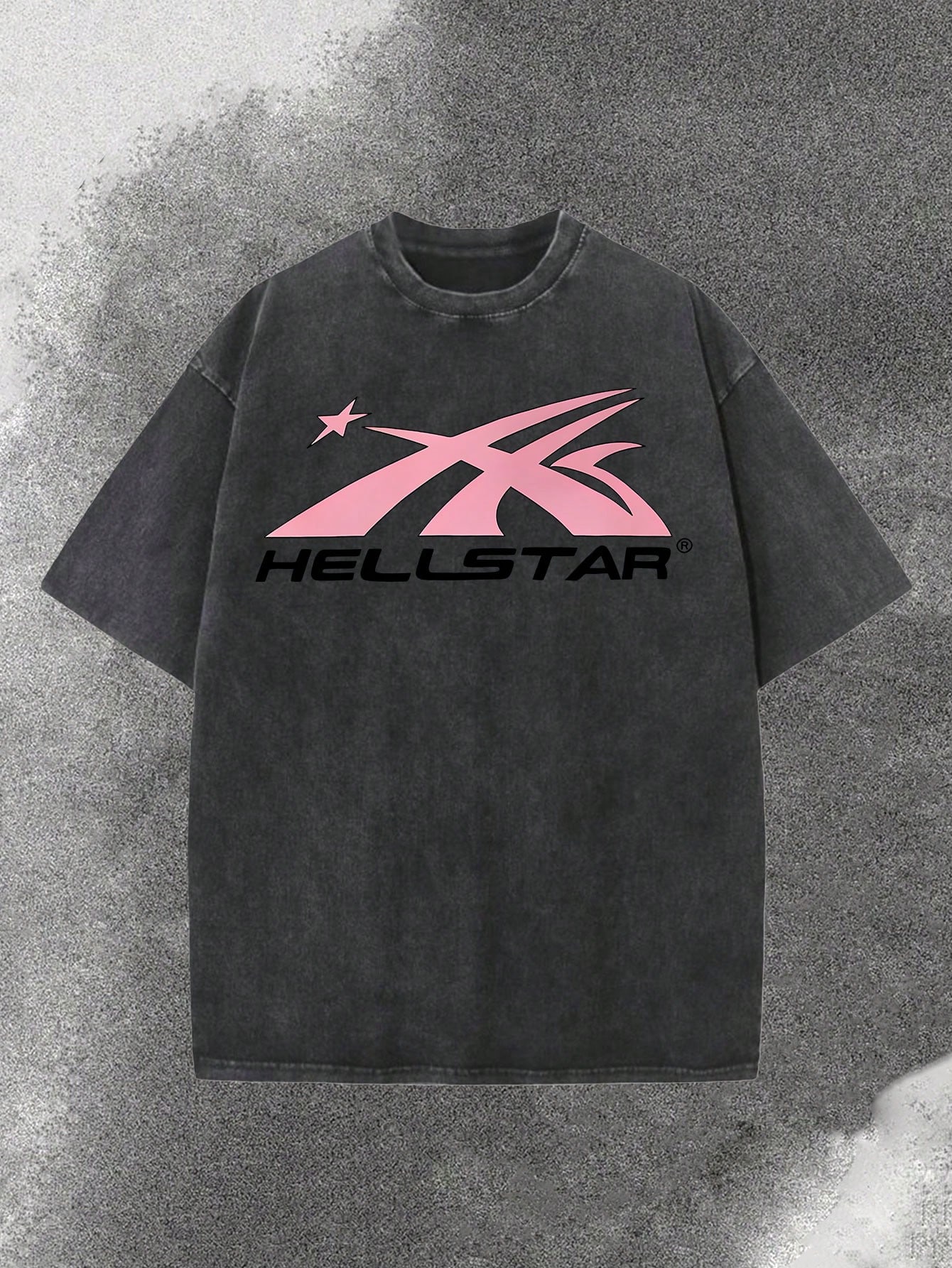 Distressed Washed Black Oversi - Tee Graphic Print ulasan dan harga
