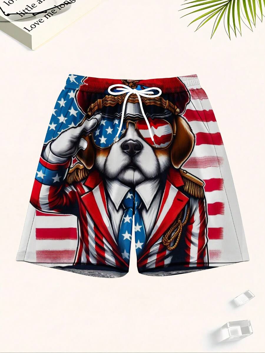 Patriotic Dog American Flag Sw - Swim Trunk Quick Dry ulasan dan harga