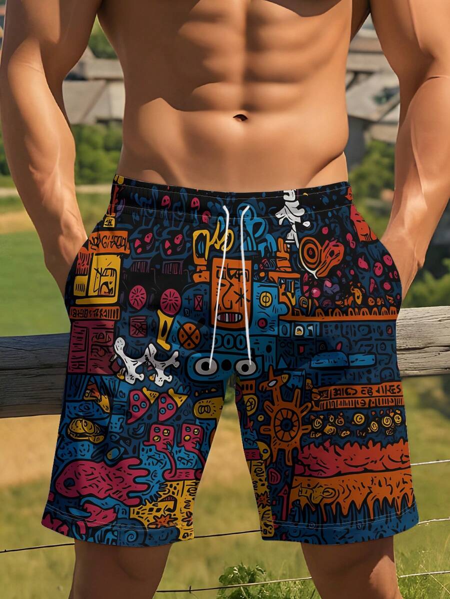 Mens Beach Shorts 3D Digital P - Swim Trunk Quick Dry ulasan dan harga