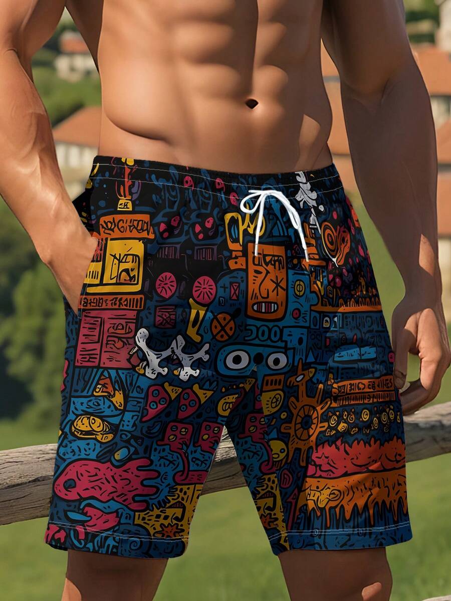 Mens Beach Shorts 3D Digital P - Swim Trunk Quick Dry ulasan dan harga