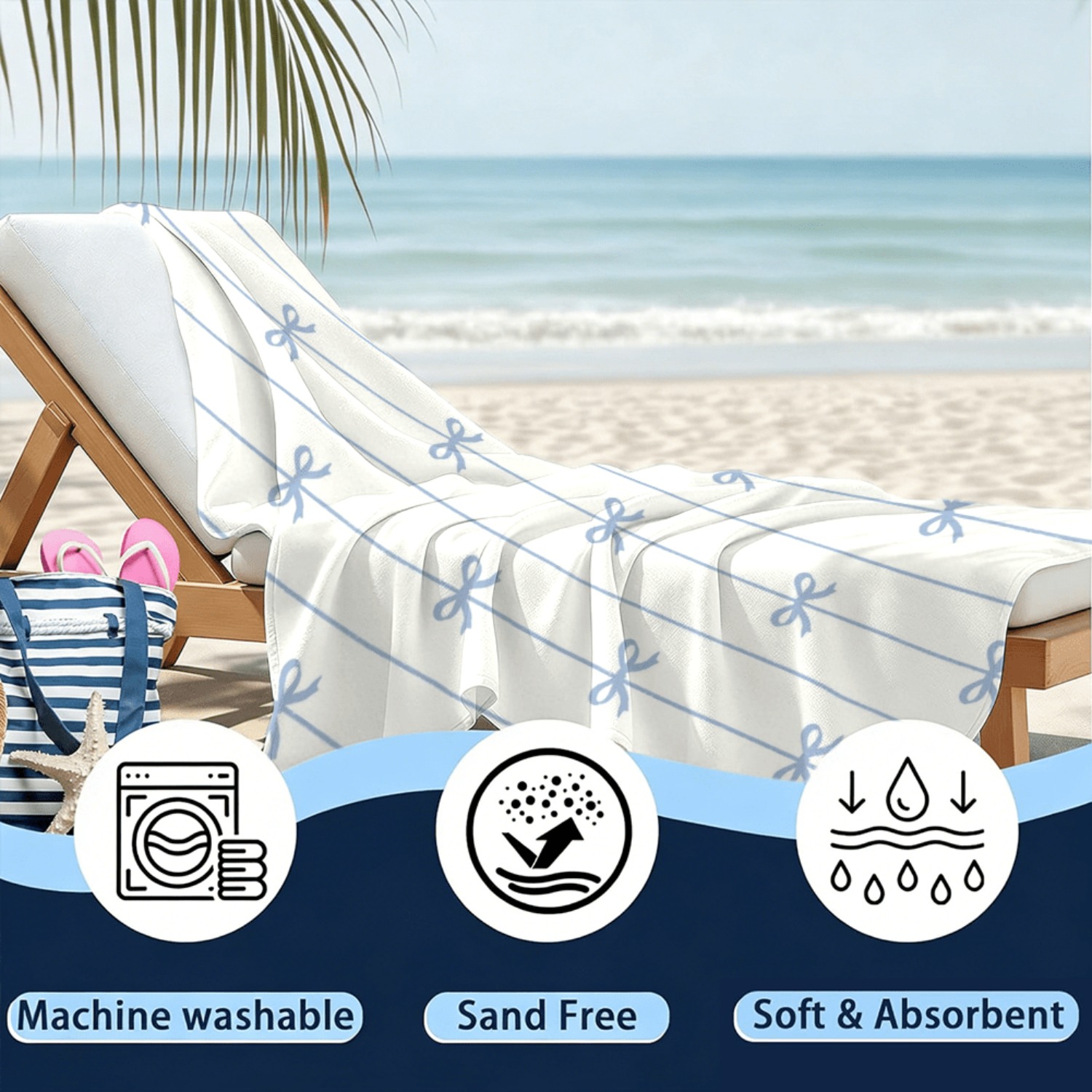 1pc Summer Beach Towel Blue Ri - Beach Towel Large ulasan dan harga
