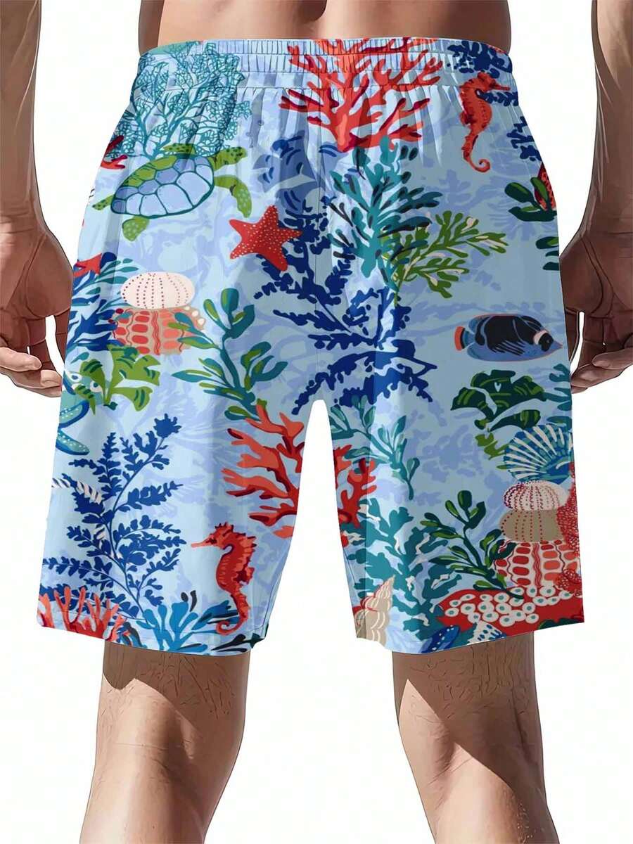 Mens Ocean Life Print Swim Tru - Swim Trunk Quick Dry ulasan dan harga