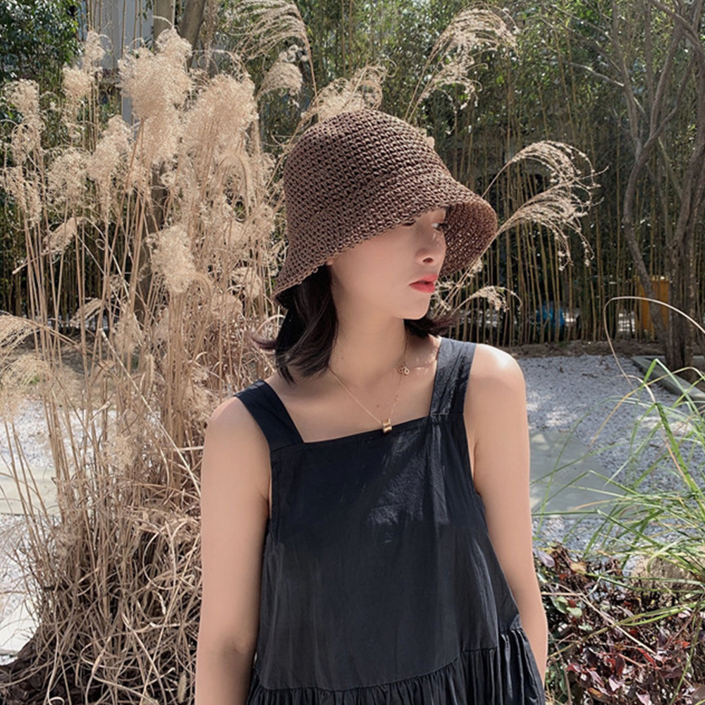 Hot Women's Fashion Summer Cap - Bucket Hat Straw ulasan dan harga