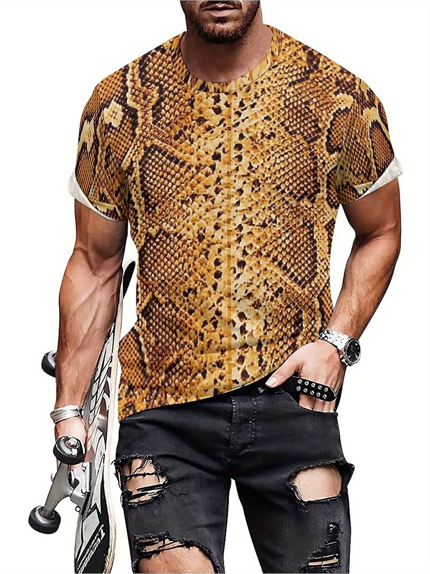 Men'S 3D Print Snake Graphic T - Tee Graphic Print ulasan dan harga