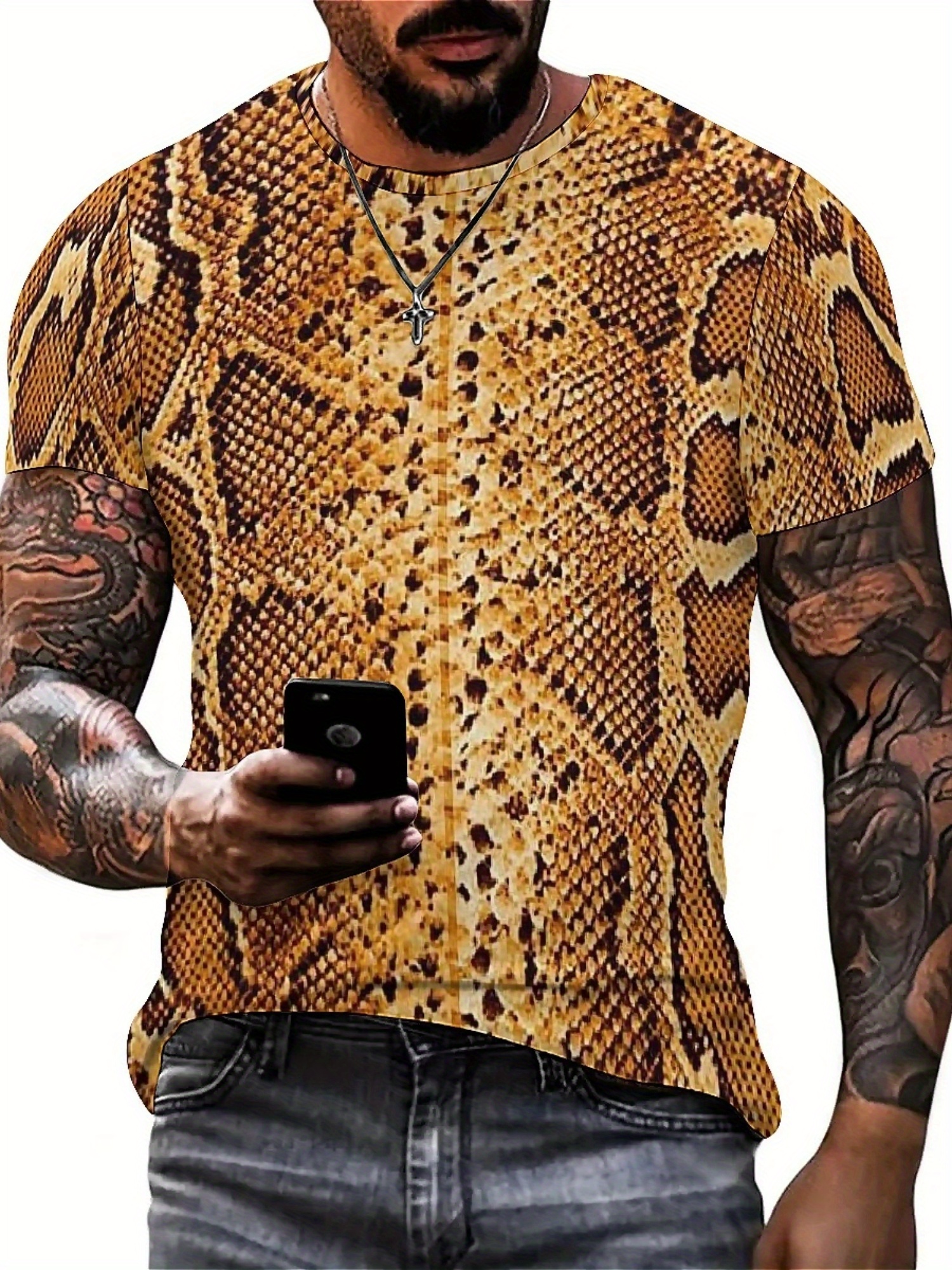 Men'S 3D Print Snake Graphic T - Tee Graphic Print ulasan dan harga