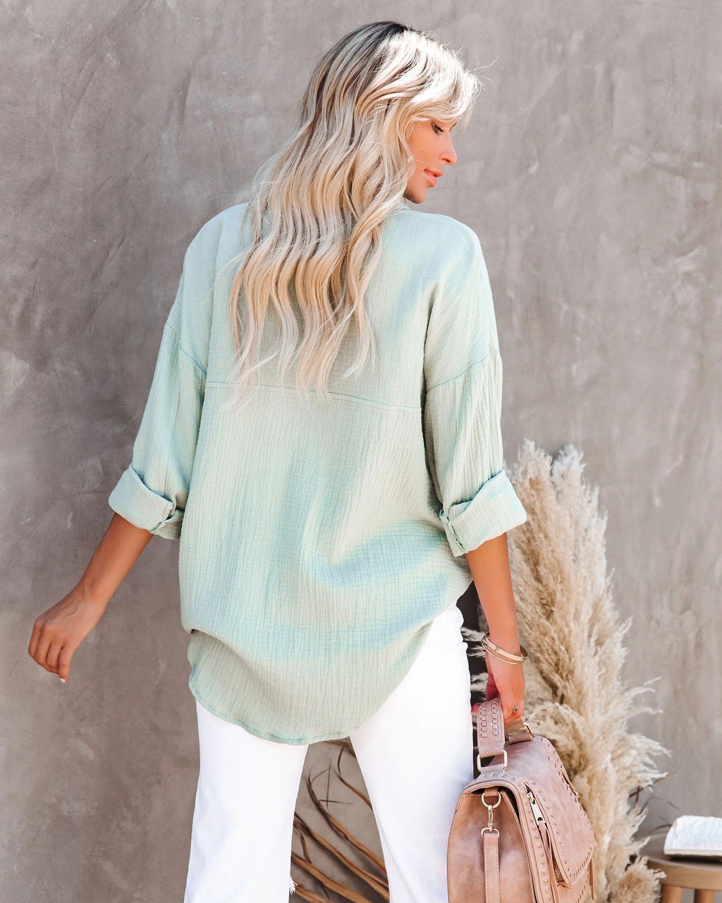 Women's Long Sleeve Collared B - Shirt Camp Collar ulasan dan harga