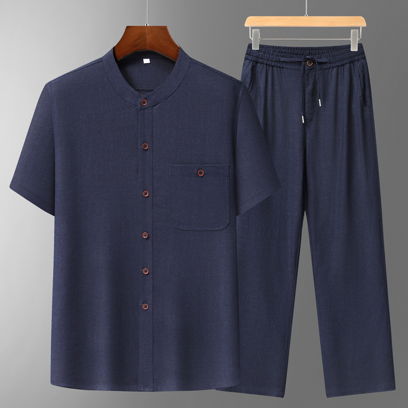 Men's Cotton Linen Tang Suit S - Short Linen Drawstring ulasan dan harga